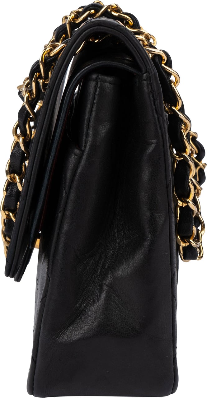 Chanel Chanel Quilted Lambskin 24K Gold Double Flap Crossbody Bag Zwart