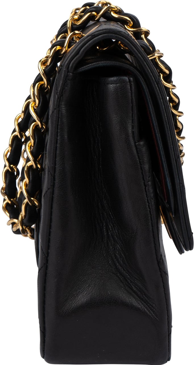 Chanel Chanel Quilted Lambskin 24K Gold Double Flap Crossbody Bag Zwart