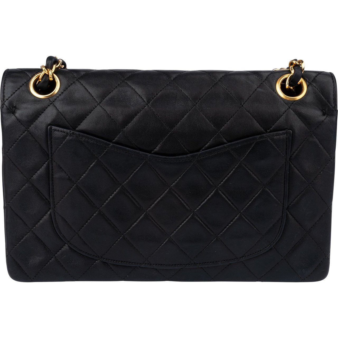 Chanel Chanel Quilted Lambskin 24K Gold Small Double Flap Crossbody Bag Zwart