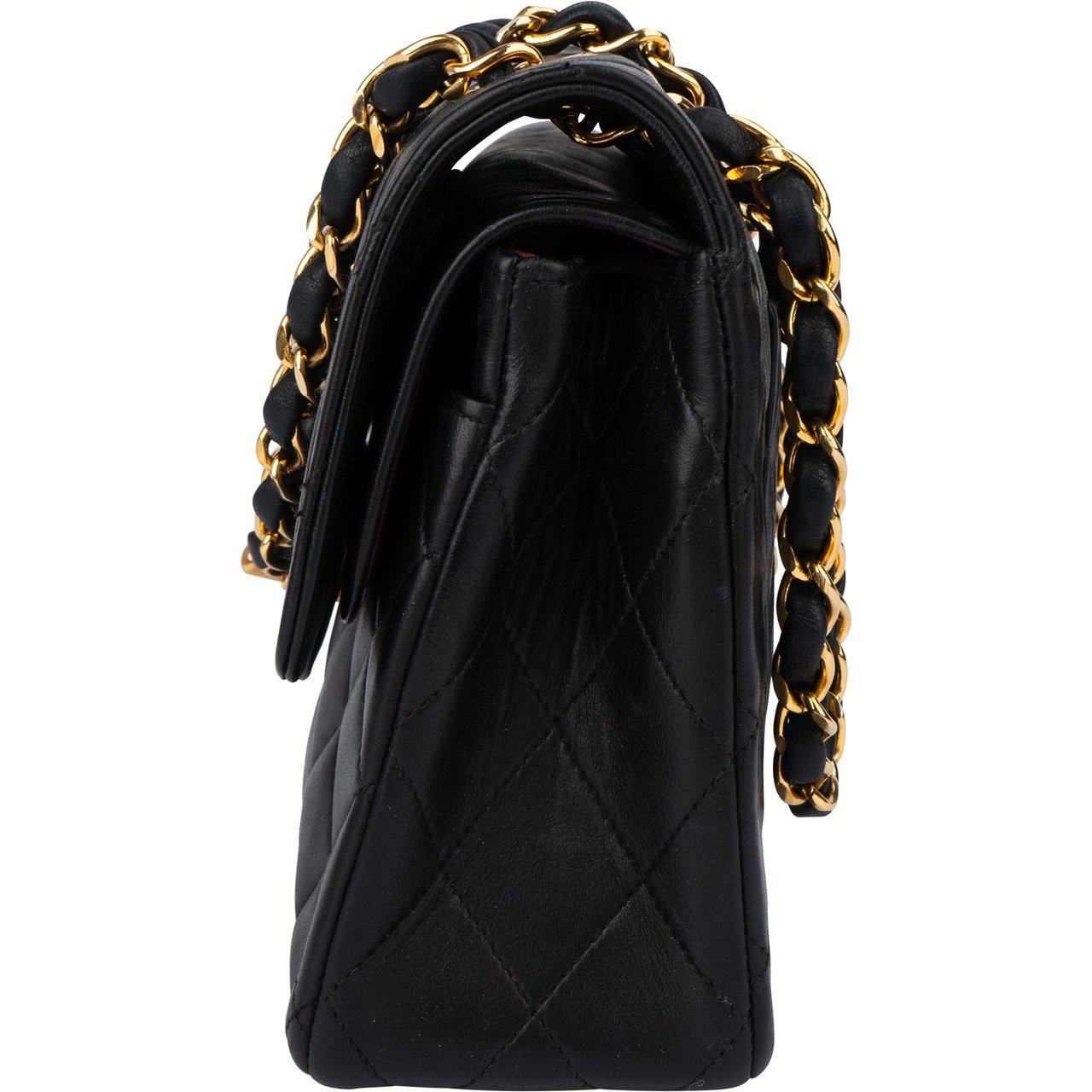 Chanel Chanel Quilted Lambskin 24K Gold Small Double Flap Crossbody Bag Zwart