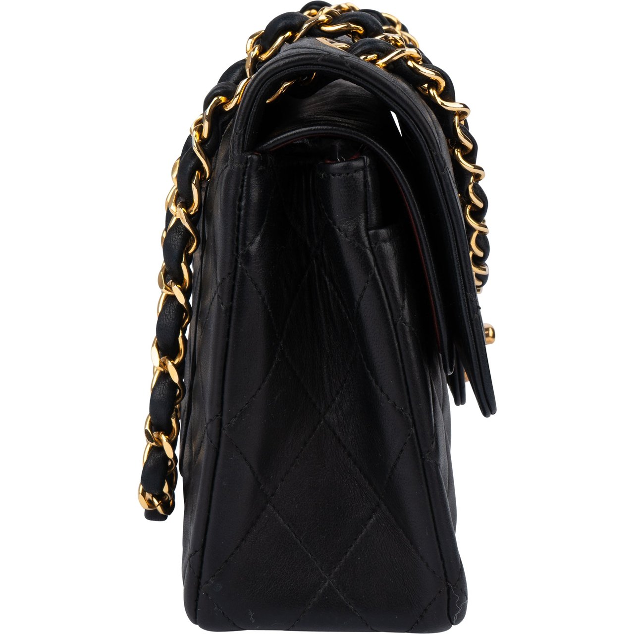 Chanel Chanel Quilted Lambskin 24K Gold Small Double Flap Crossbody Bag Zwart