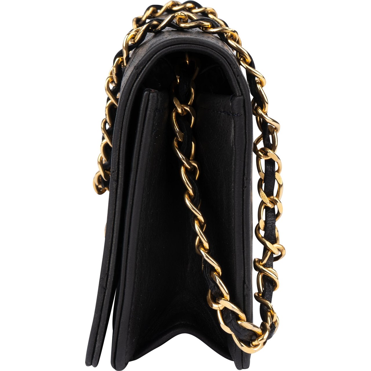 Chanel Chanel Quilted Lambskin 24K Gold Single Flap Shoulder Bag Zwart