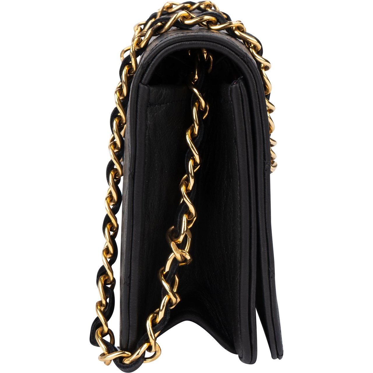 Chanel Chanel Quilted Lambskin 24K Gold Single Flap Shoulder Bag Zwart