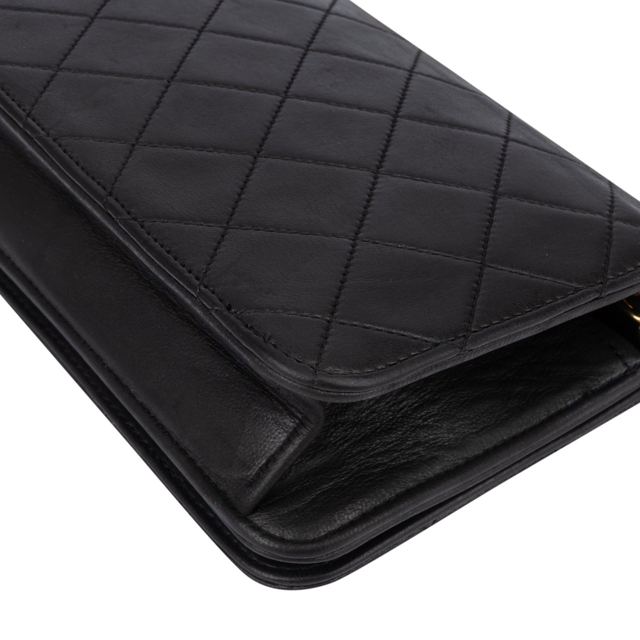 Chanel Chanel Quilted Lambskin 24K Gold Single Flap Shoulder Bag Zwart