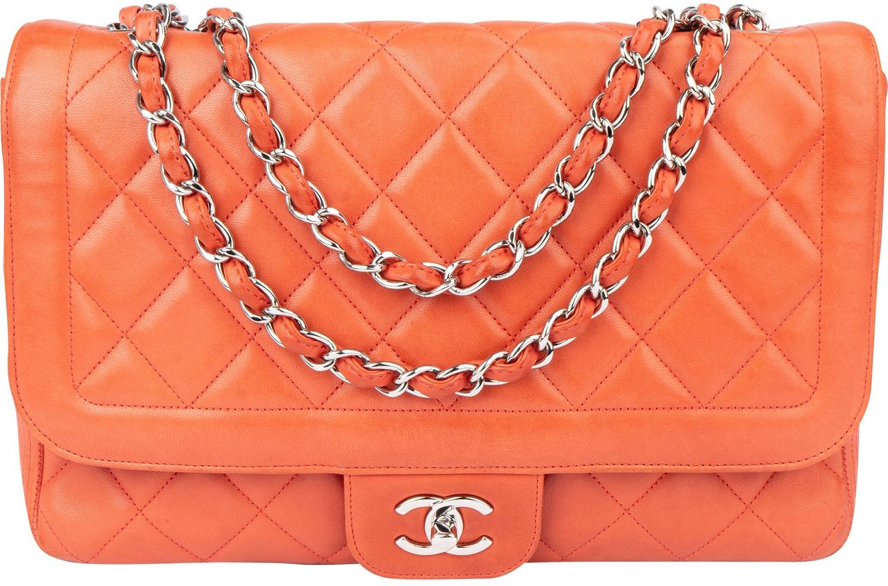 Chanel Chanel Quilted Lambskin Palladium Single Flap Crossbody Bag Oranje