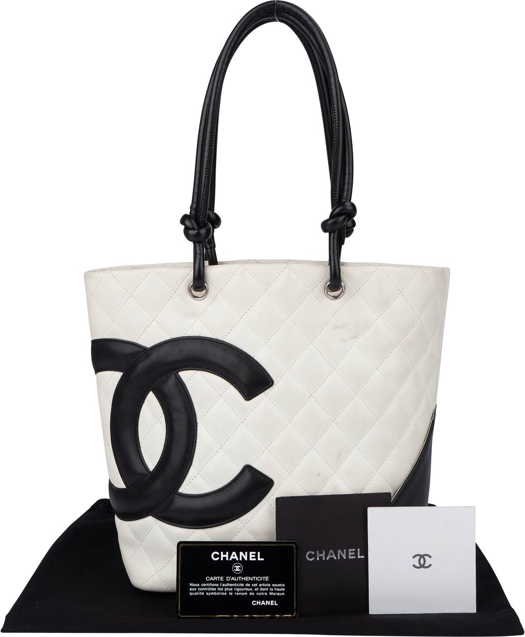 Chanel Chanel Quilted Bicolor Lambskin Cambon Handbag Wit