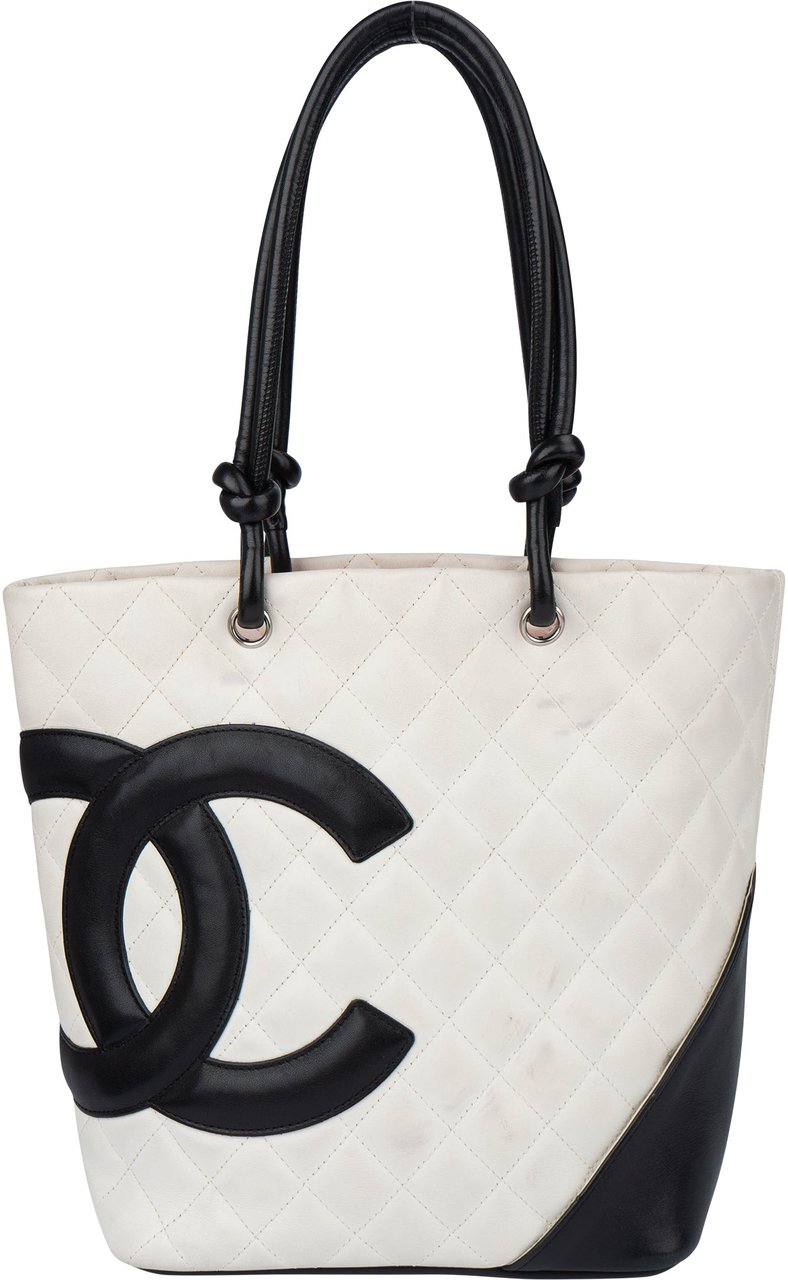 Chanel Chanel Quilted Bicolor Lambskin Cambon Handbag Wit