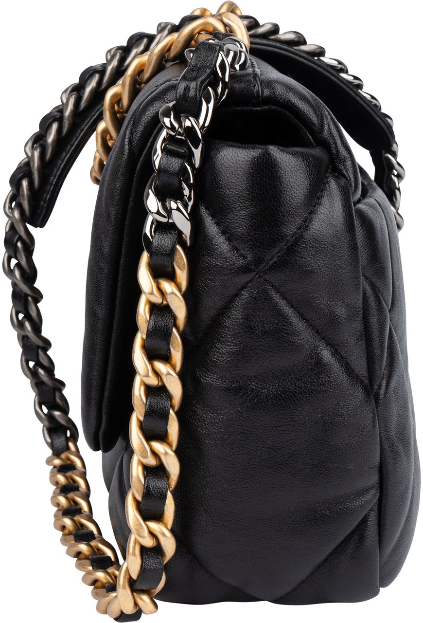 Chanel Chanel 19 Quilted Lambskin Single Flap Crossbody Bag Zwart