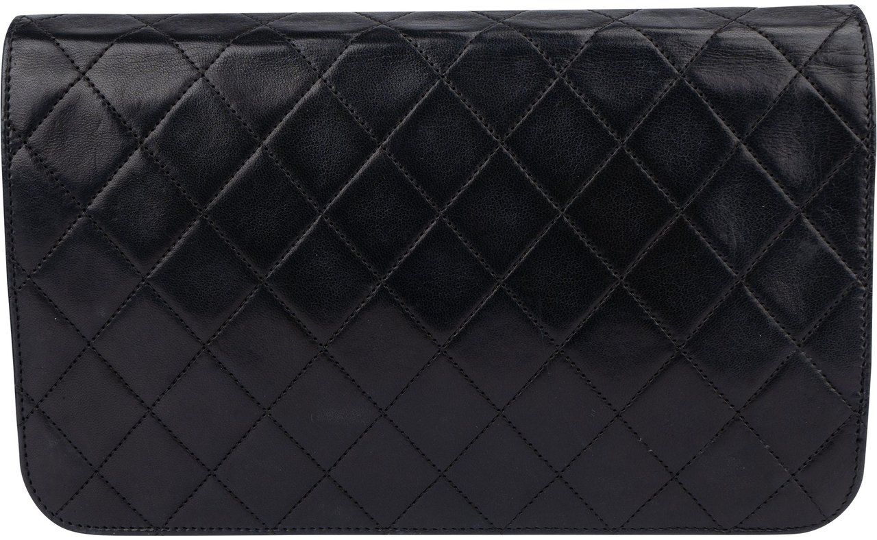 Chanel Chanel Quilted Lambskin 24K Gold Single Flap Shoulder Bag Zwart