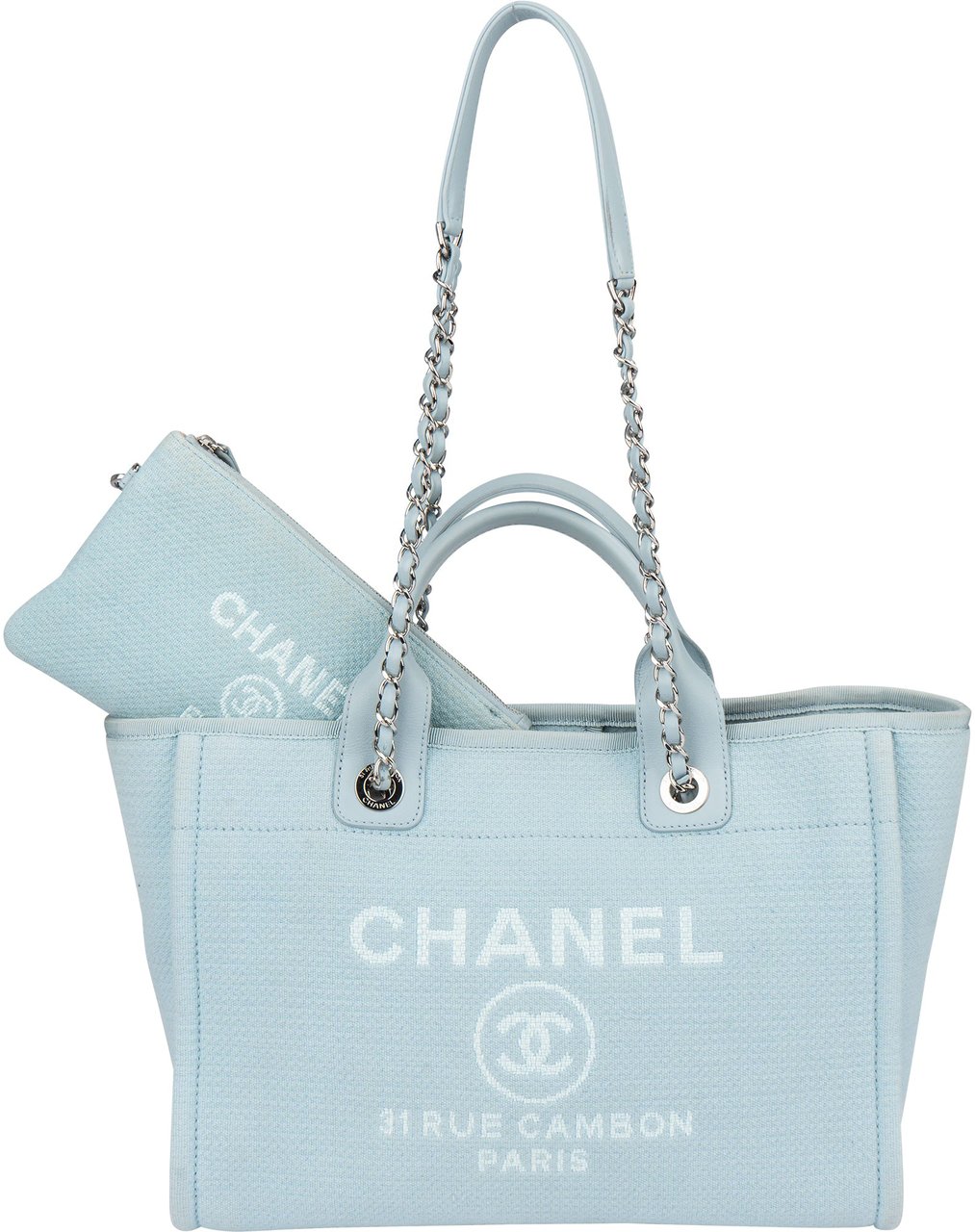 Chanel Chanel Blue Tweed Deauville Handbag Blauw