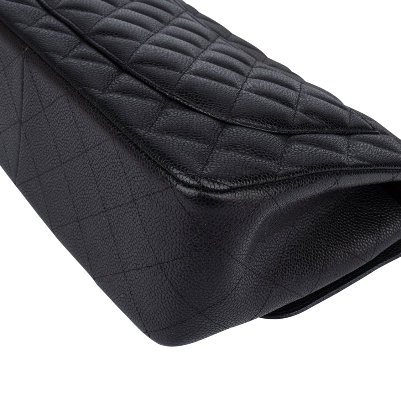 Chanel Chanel Quilted Caviar Leather Jumbo Double Flap Crossbody Bag Zwart