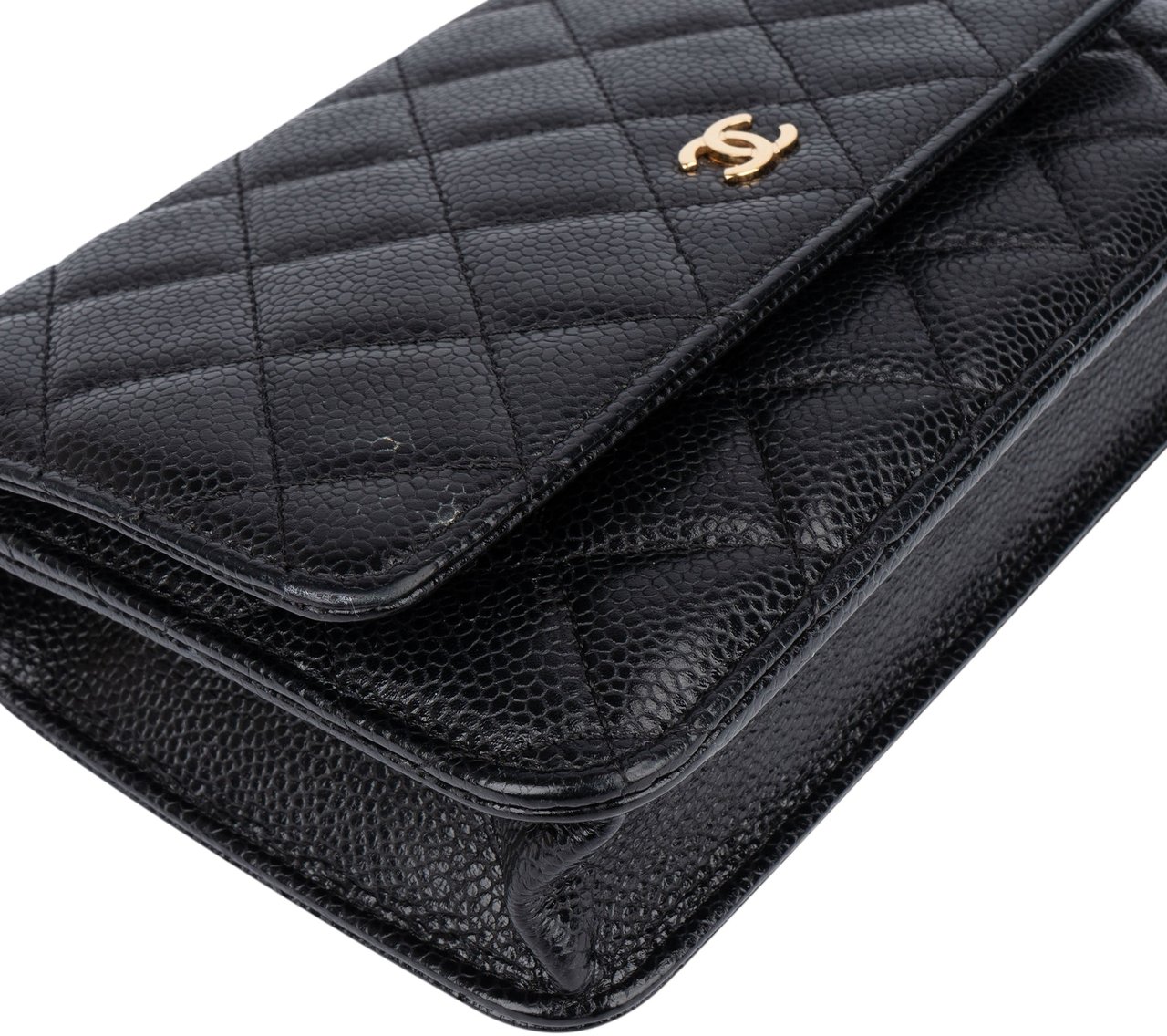Chanel Chanel Quilted Caviar Leather Wallet On Chain Crossbody Bag Zwart