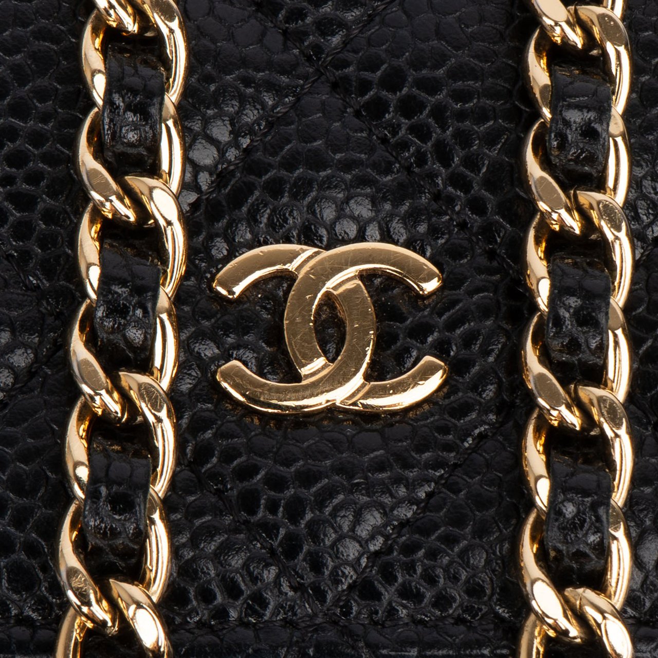 Chanel Chanel Quilted Caviar Leather Wallet On Chain Crossbody Bag Zwart
