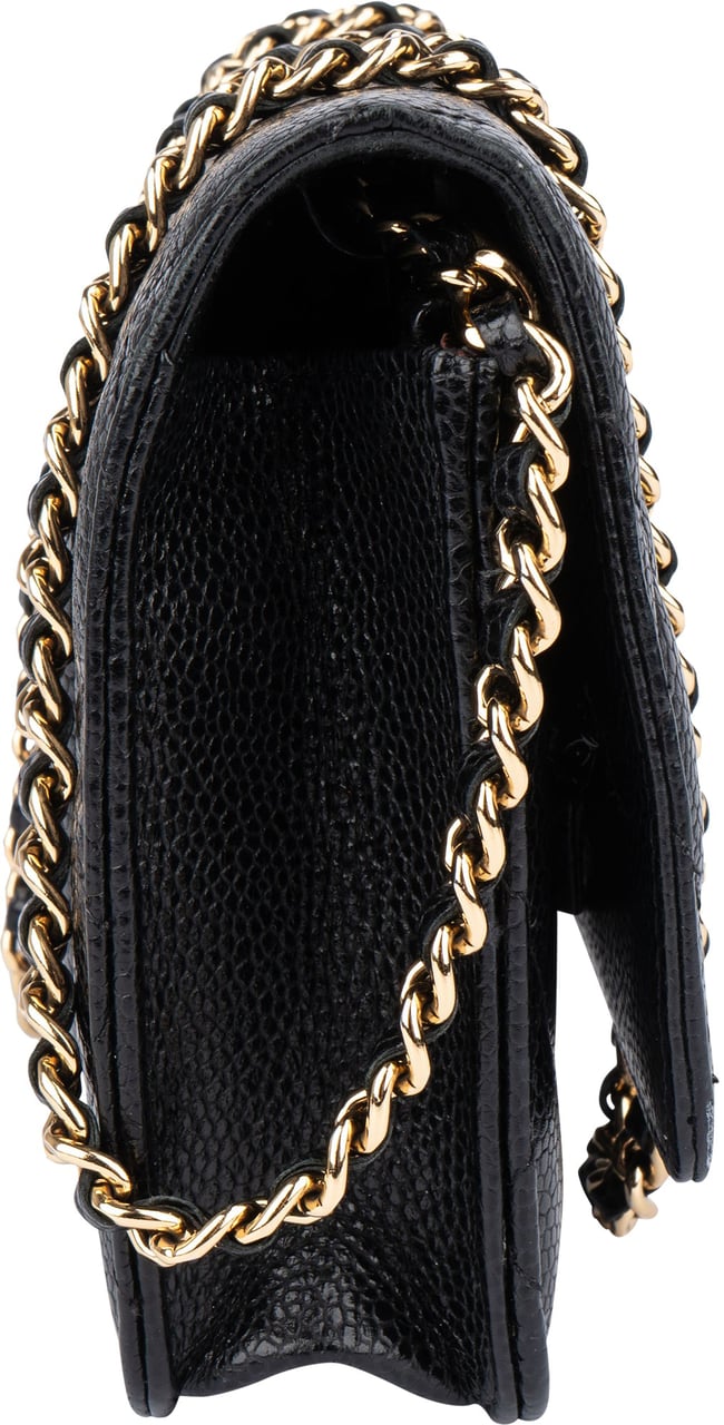 Chanel Chanel Quilted Caviar Leather Wallet On Chain Crossbody Bag Zwart