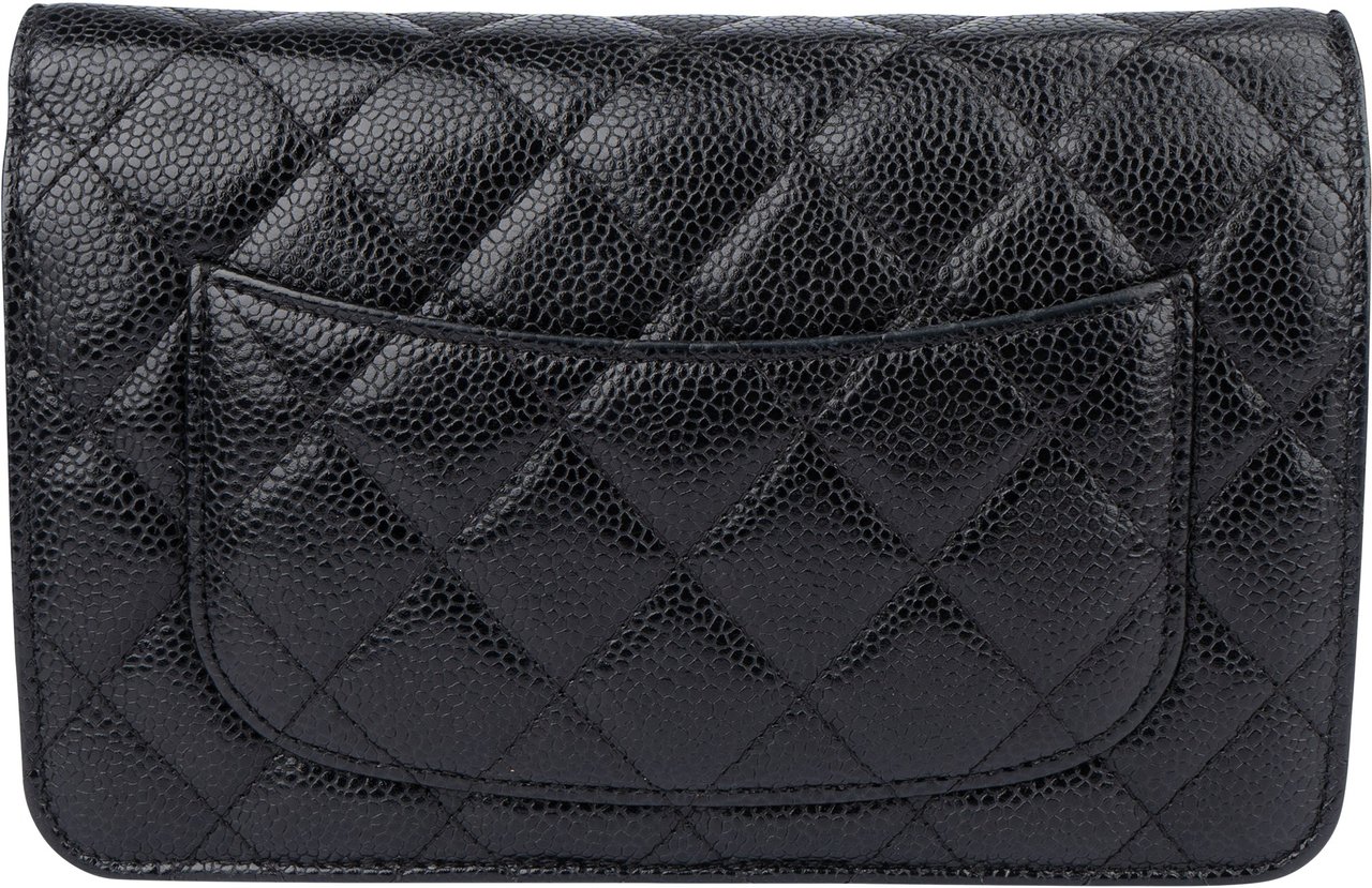 Chanel Chanel Quilted Caviar Leather Wallet On Chain Crossbody Bag Zwart