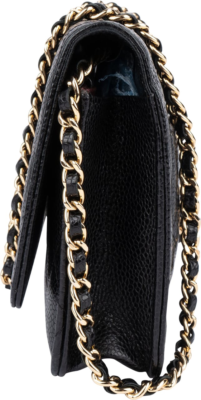 Chanel Chanel Quilted Caviar Leather Wallet On Chain Crossbody Bag Zwart