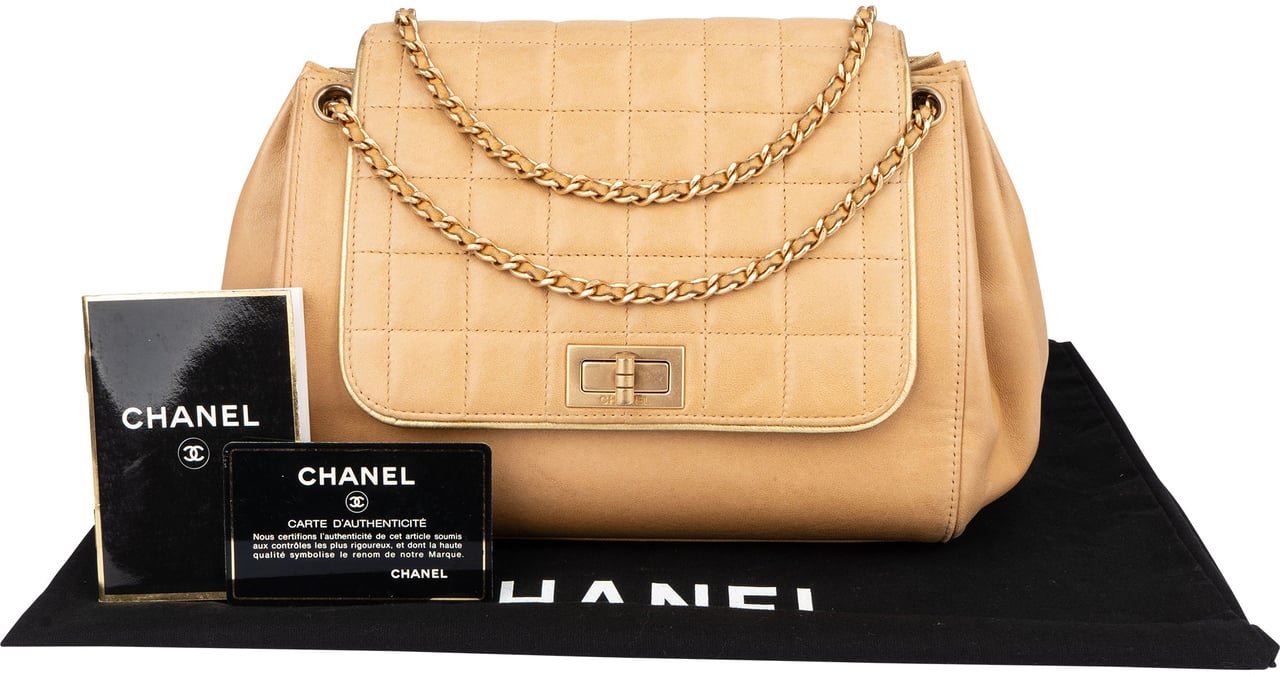 Chanel Chanel Quilted Lambskin 2.55 Single Flap Crossbody Bag Beige