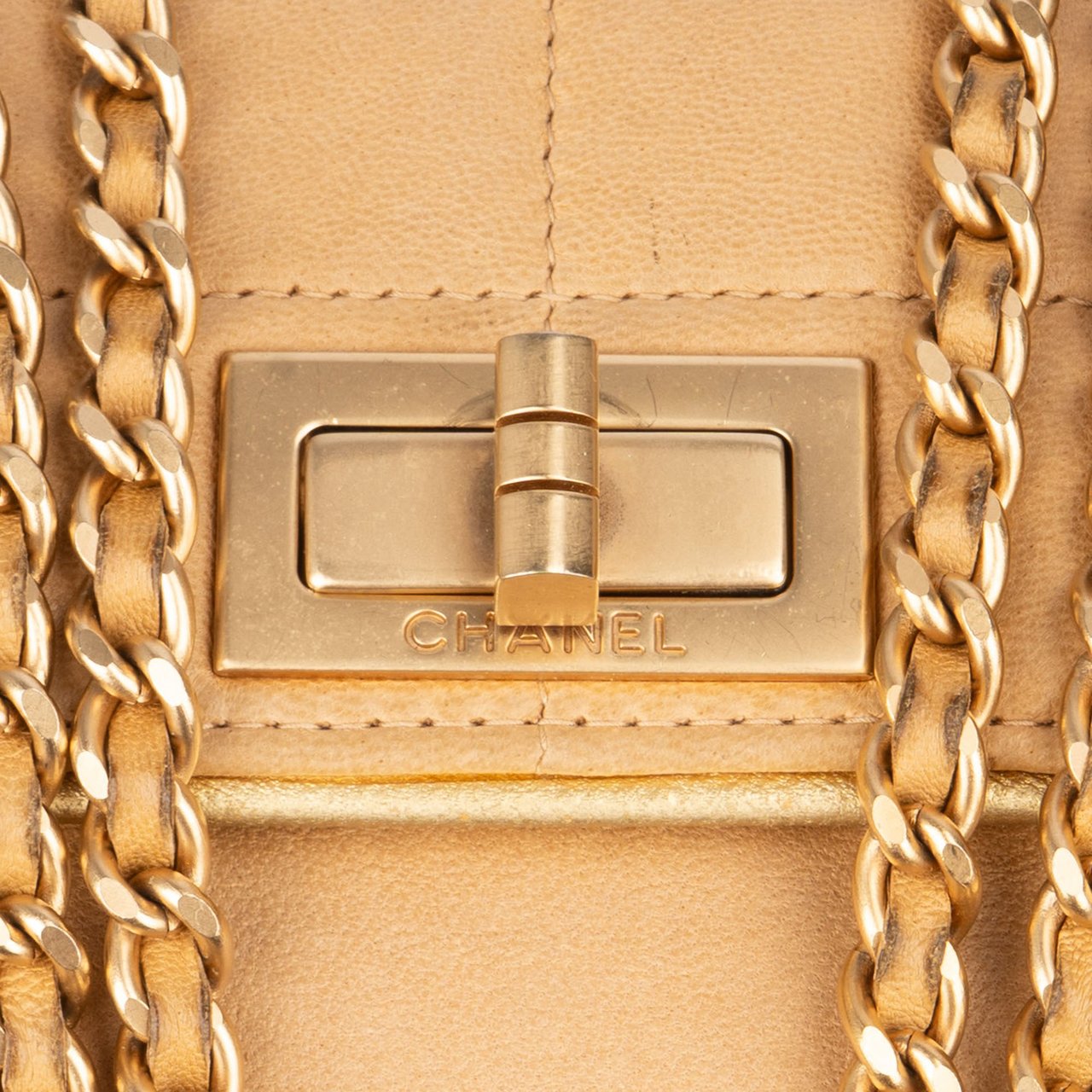Chanel Chanel Quilted Lambskin 2.55 Single Flap Crossbody Bag Beige