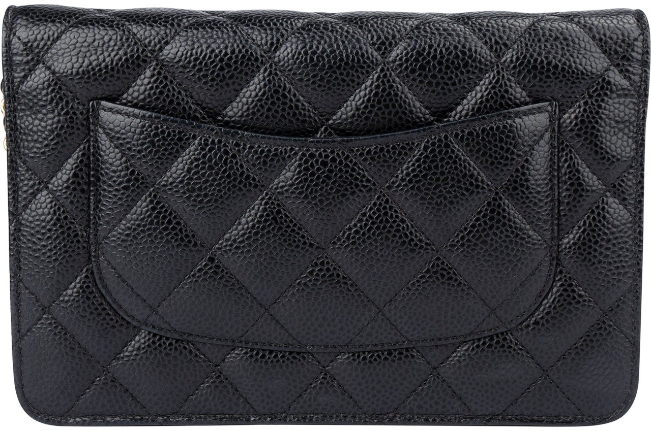 Chanel Chanel Quilted Caviar Leather Wallet On Chain Crossbody Bag Zwart