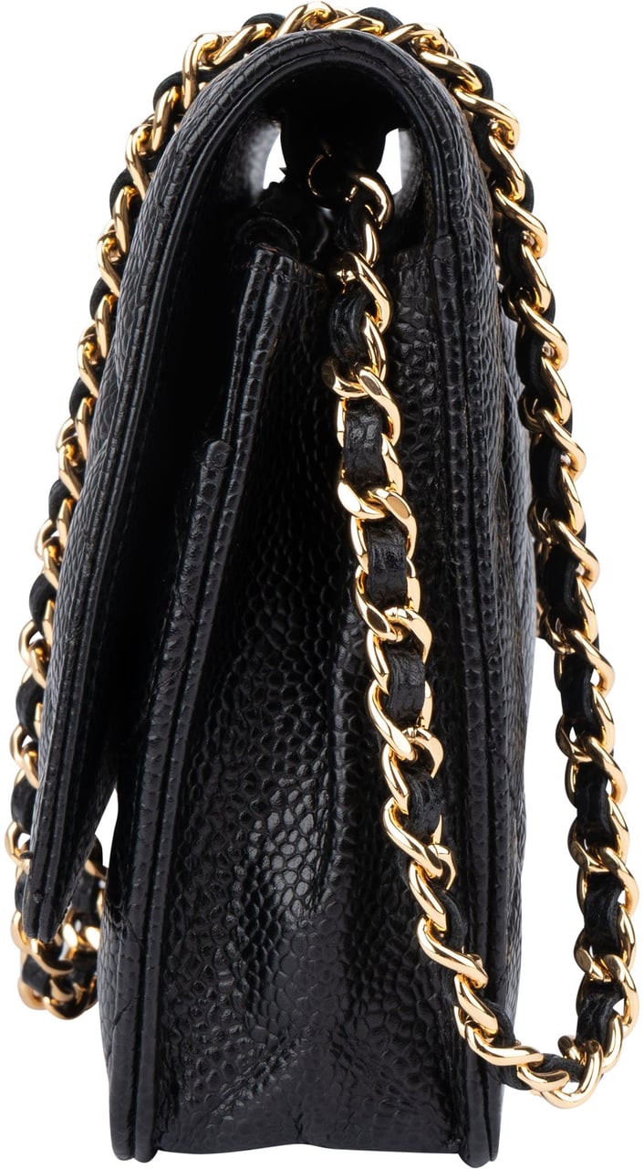 Chanel Chanel Quilted Caviar Leather Wallet On Chain Crossbody Bag Zwart