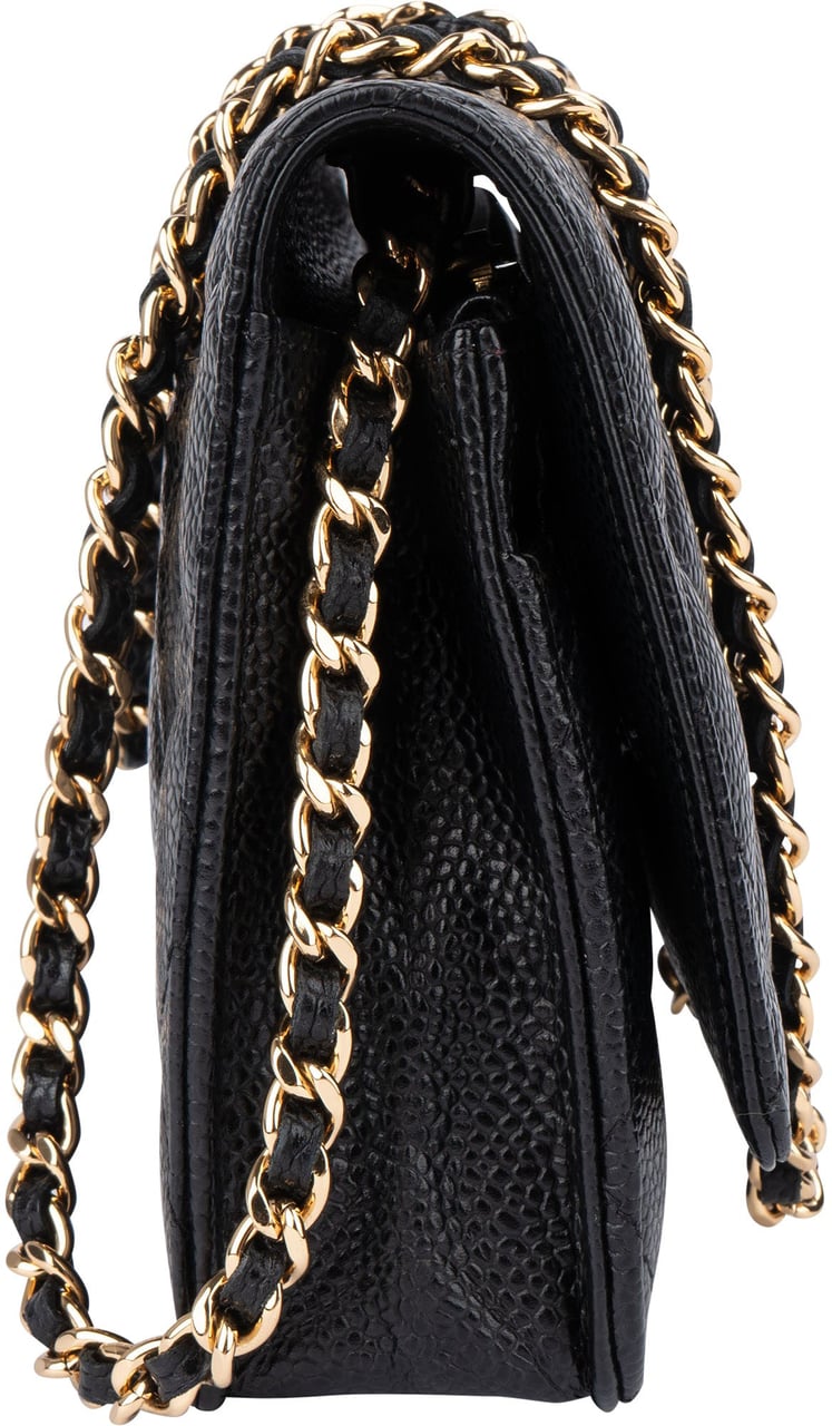 Chanel Chanel Quilted Caviar Leather Wallet On Chain Crossbody Bag Zwart