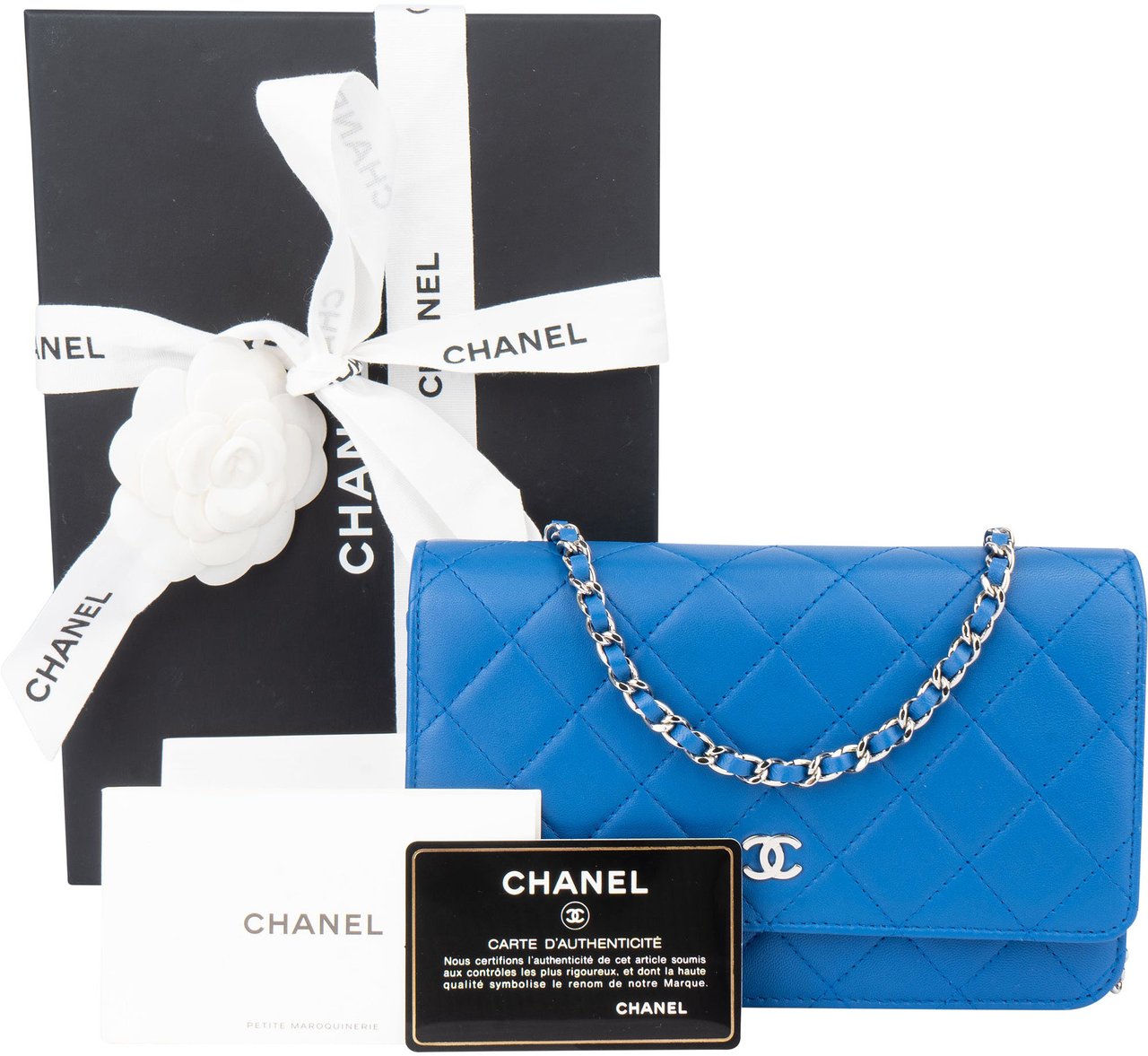 Chanel Chanel Quilted Lambskin Wallet On Chain Crossbody Bag Blauw