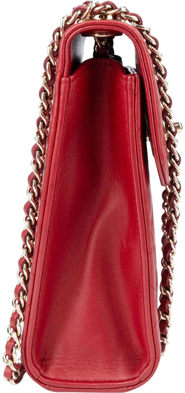 Chanel Chanel Quilted Lambskin On Chain Single Flap Crossbody Bag Rood