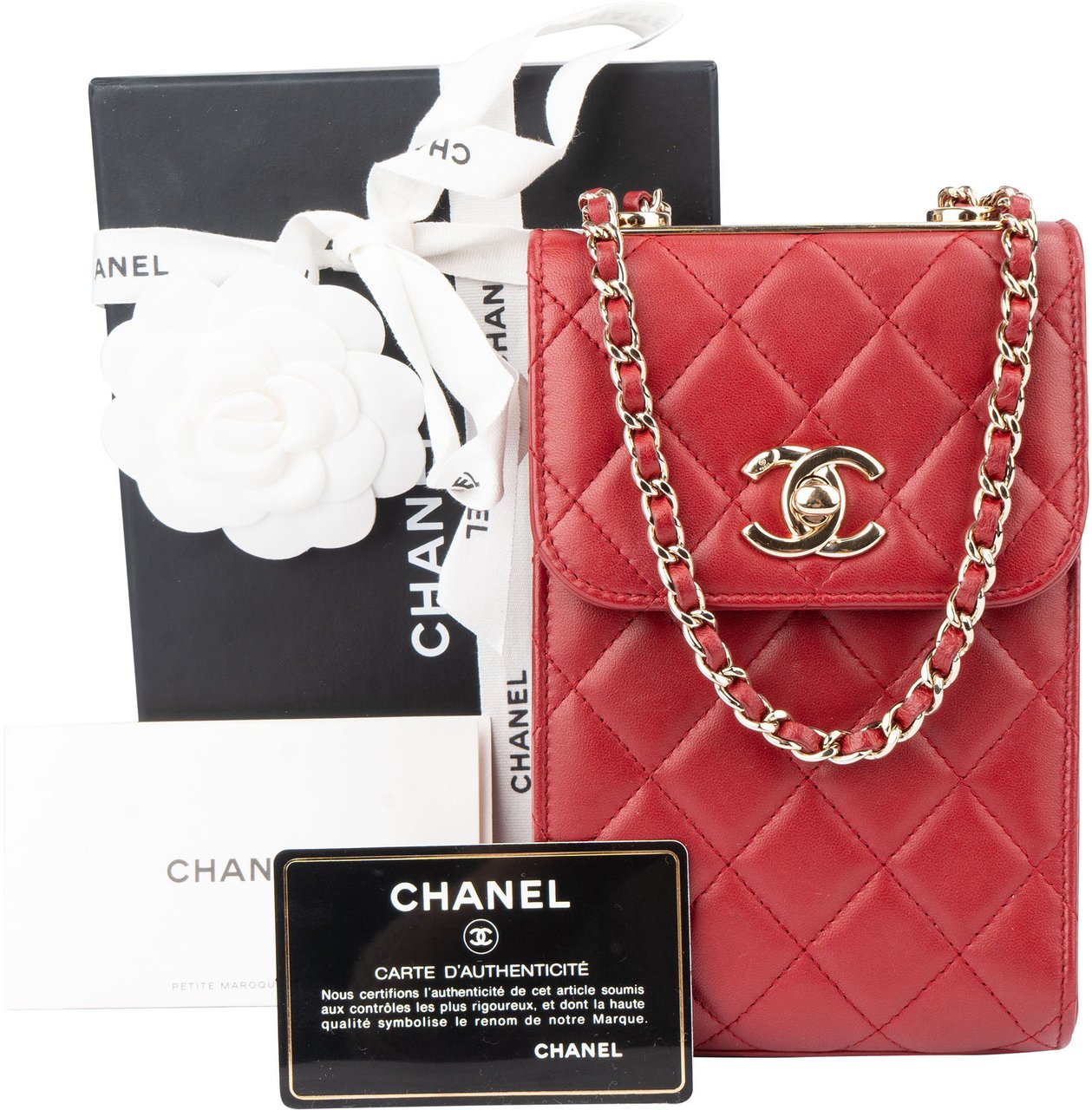Chanel Chanel Quilted Lambskin On Chain Single Flap Crossbody Bag Rood