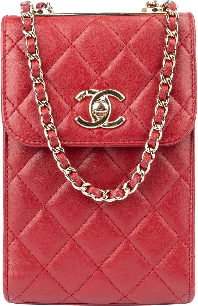 Chanel Chanel Quilted Lambskin On Chain Single Flap Crossbody Bag Rood