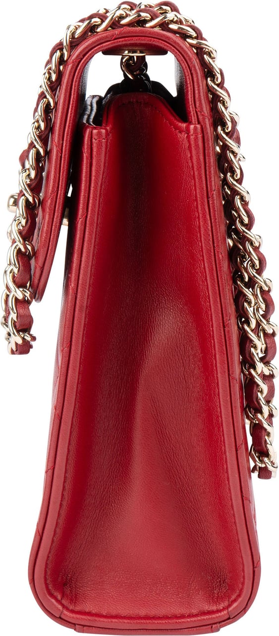 Chanel Chanel Quilted Lambskin On Chain Single Flap Crossbody Bag Rood