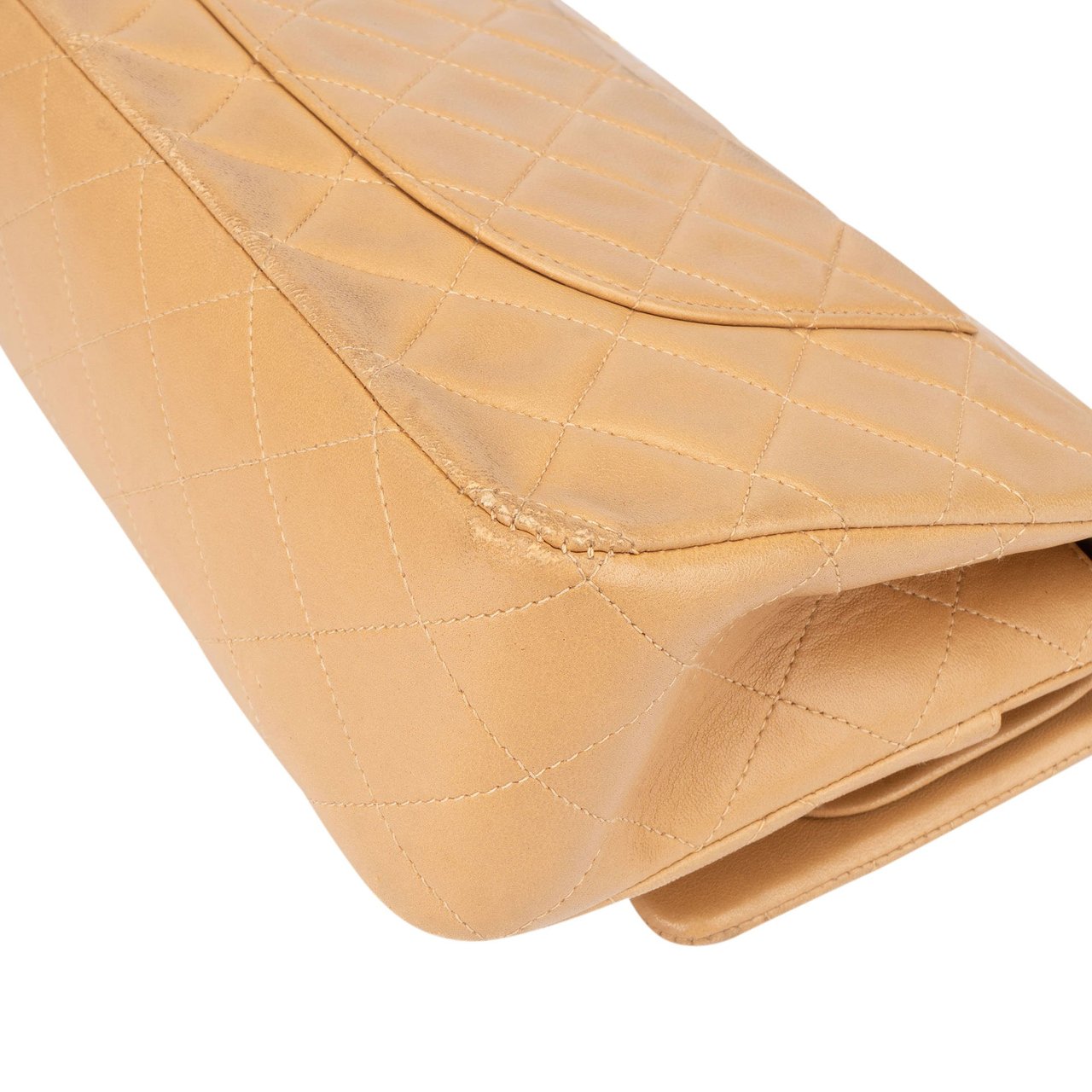 Chanel Chanel Quilted Lambskin 24K Gold Medium Double Flap Crossbody Bag Beige