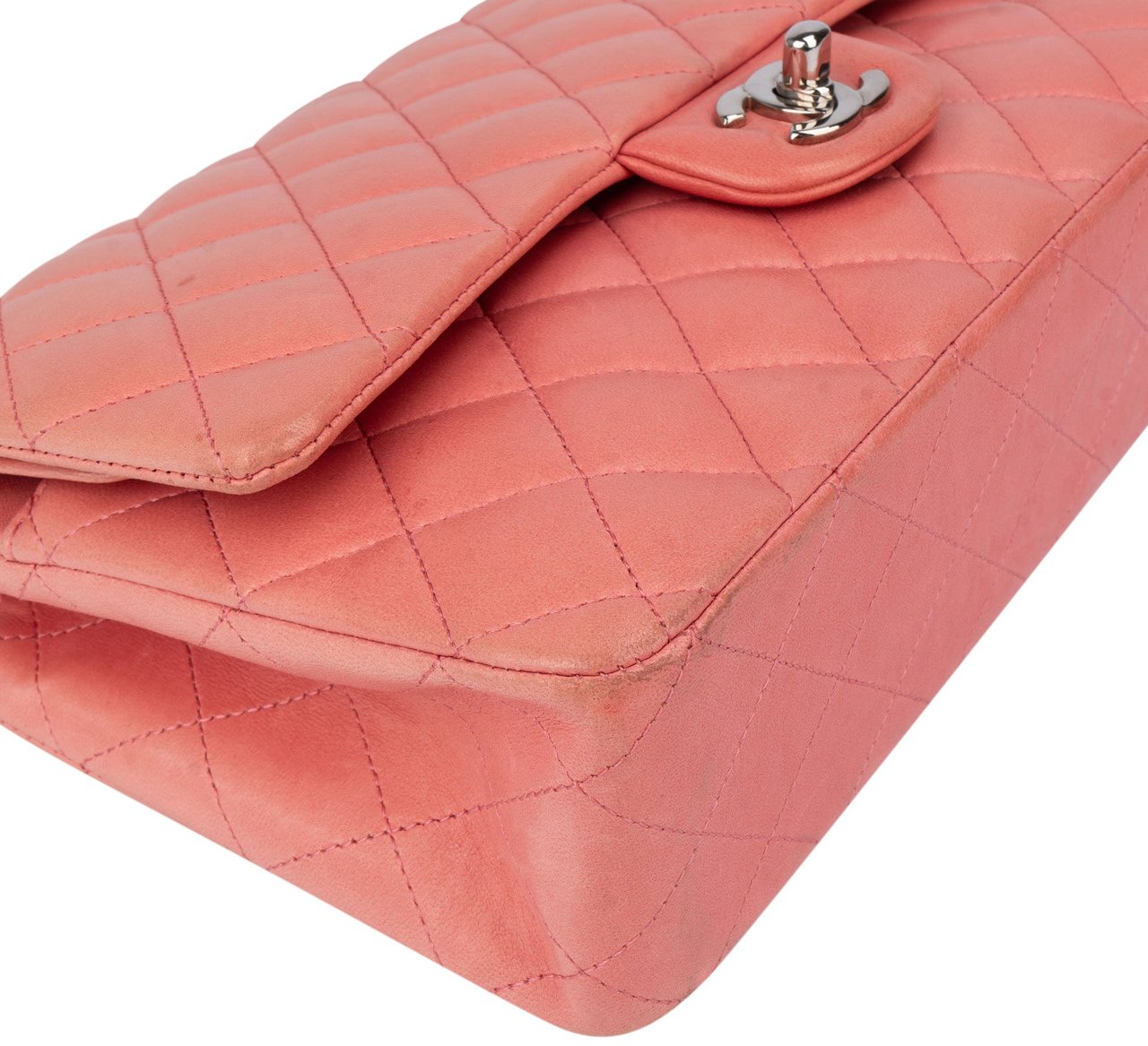 Chanel Quilted Lambskin Palladium Medium Double Flap Crossbody Bag Rood