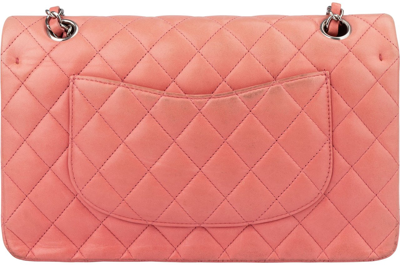 Chanel Quilted Lambskin Palladium Medium Double Flap Crossbody Bag Rood