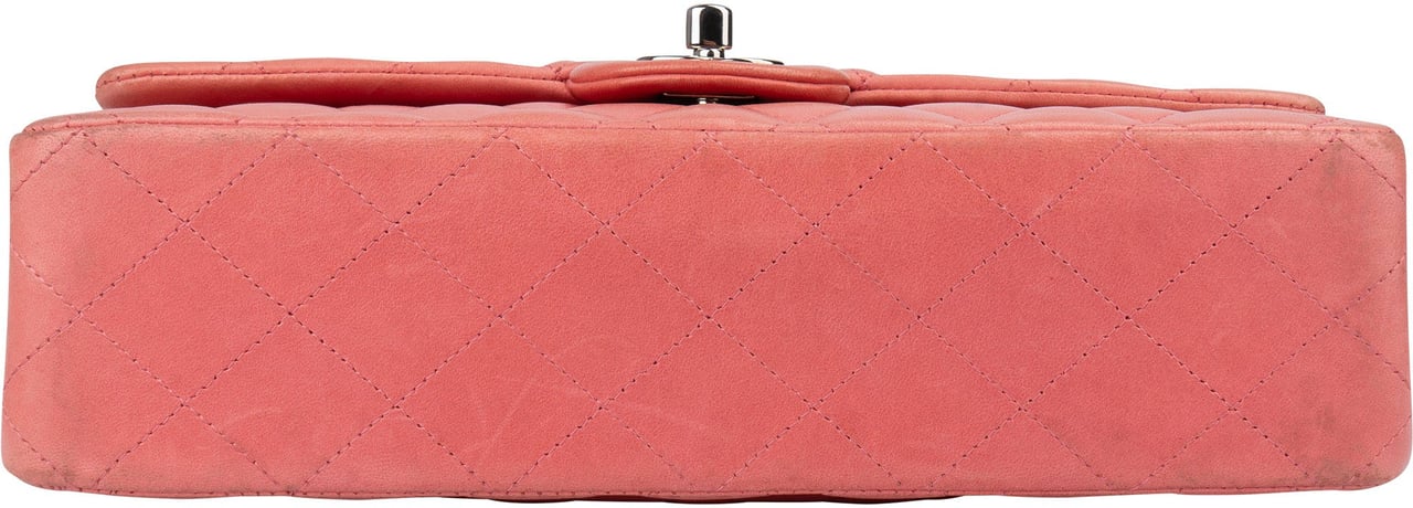 Chanel Quilted Lambskin Palladium Medium Double Flap Crossbody Bag Rood