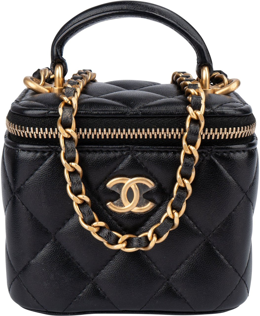 Chanel Chanel Quilted Lambskin CC Mini Vanity Crossbody Bag Zwart