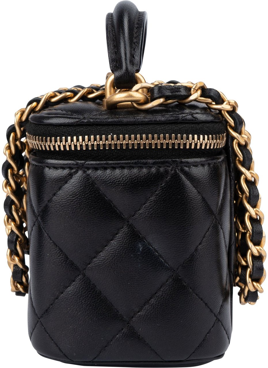 Chanel Chanel Quilted Lambskin CC Mini Vanity Crossbody Bag Zwart