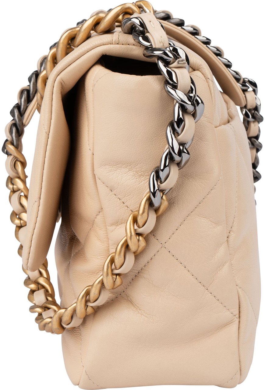 Chanel Chanel 19 Quilted Leather Single Flap Crossbody Bag Beige