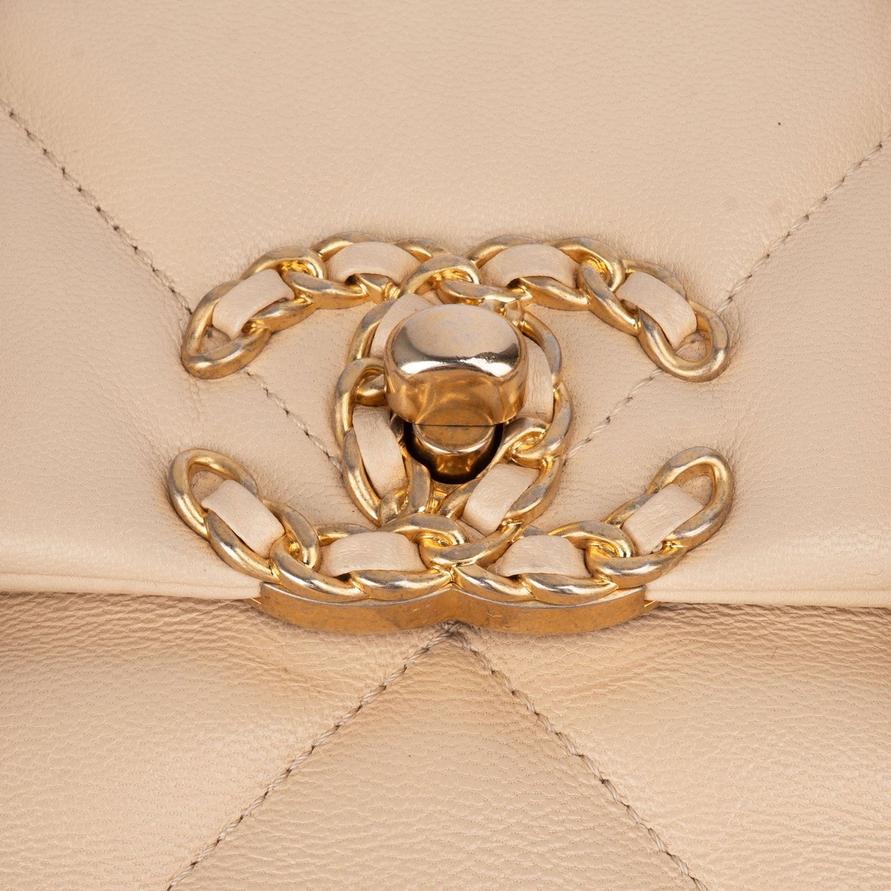 Chanel Chanel 19 Quilted Leather Single Flap Crossbody Bag Beige