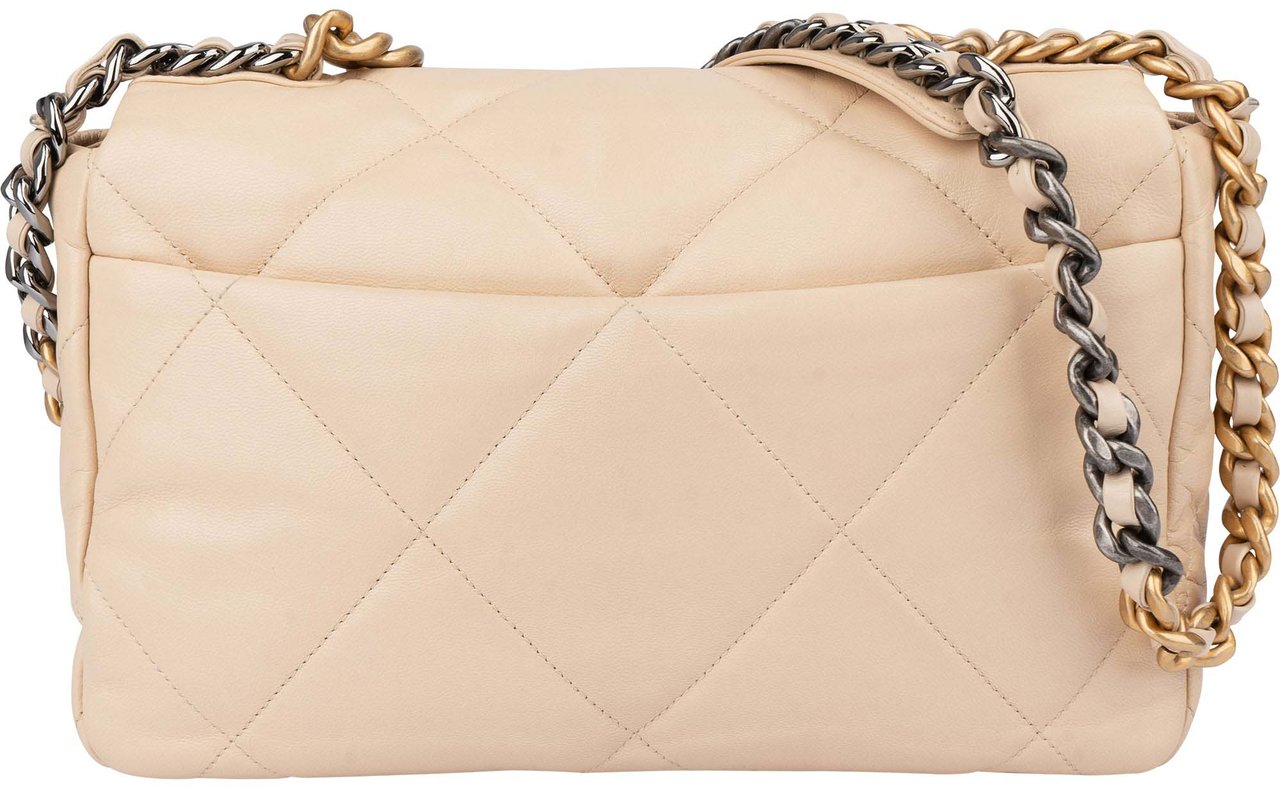 Chanel Chanel 19 Quilted Leather Single Flap Crossbody Bag Beige