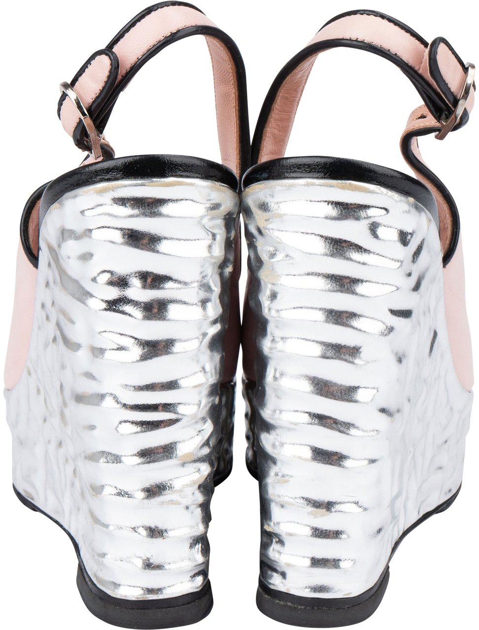 Chanel Chanel Pink Leather Wedge Sandals (36) Roze
