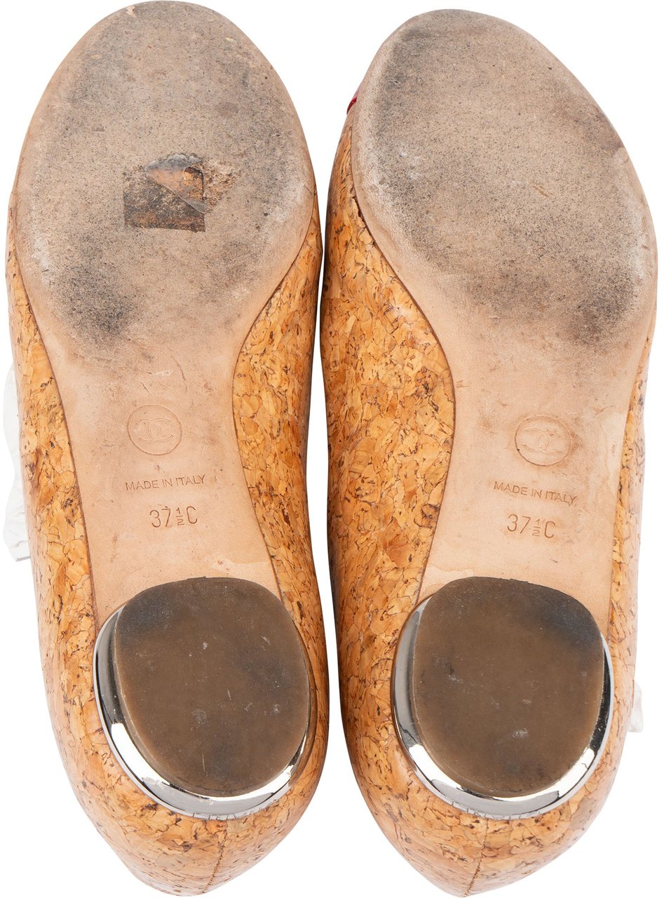 Chanel Chanel Red Patent Leather Cork Ballerinas (37.5) Divers