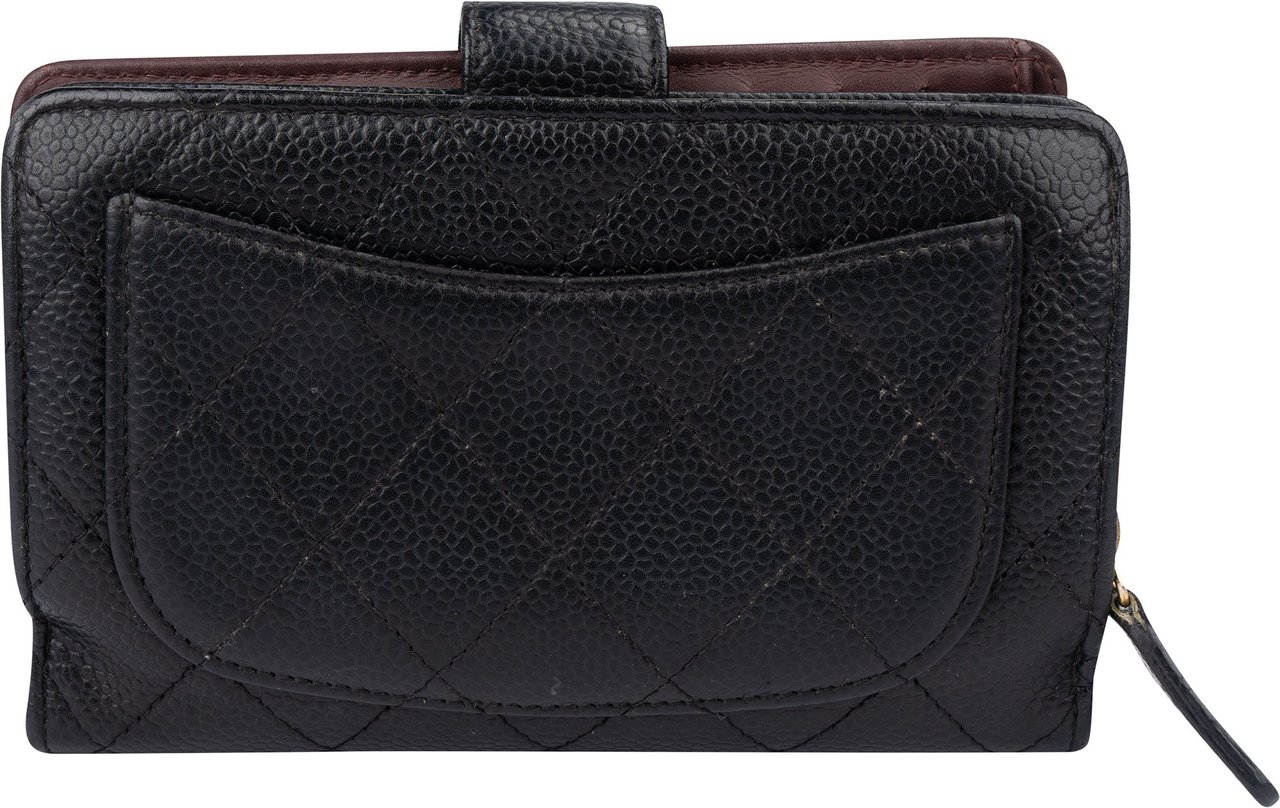 Chanel Chanel Quilted Caviar Leder Clip Wallet Divers