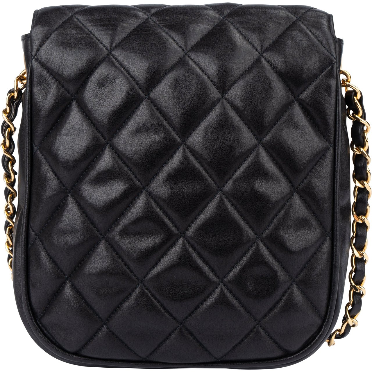 Chanel Chanel Quilted Lambskin Single Flap Crossbody Bag Zwart