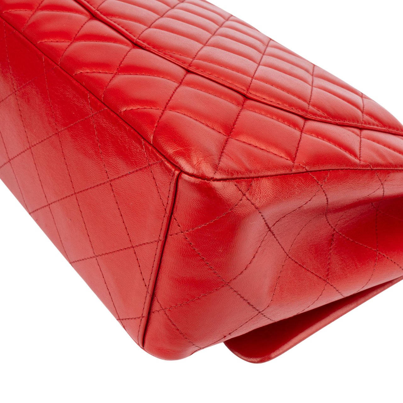Chanel Chanel Quilted Lambskin Palladium Maxi Single Flap Crossbody Bag Rood