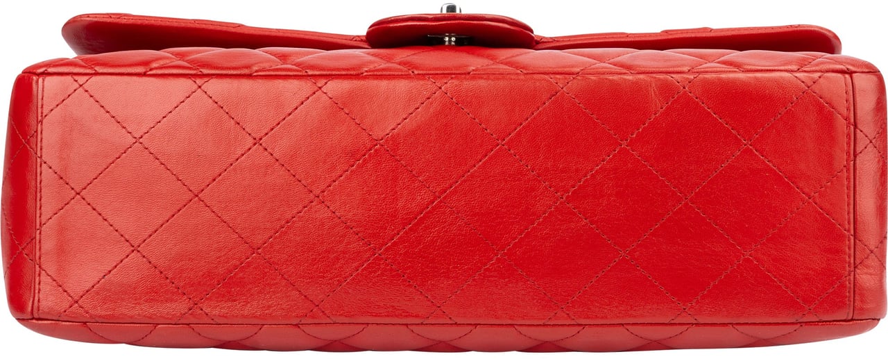 Chanel Chanel Quilted Lambskin Palladium Maxi Single Flap Crossbody Bag Rood