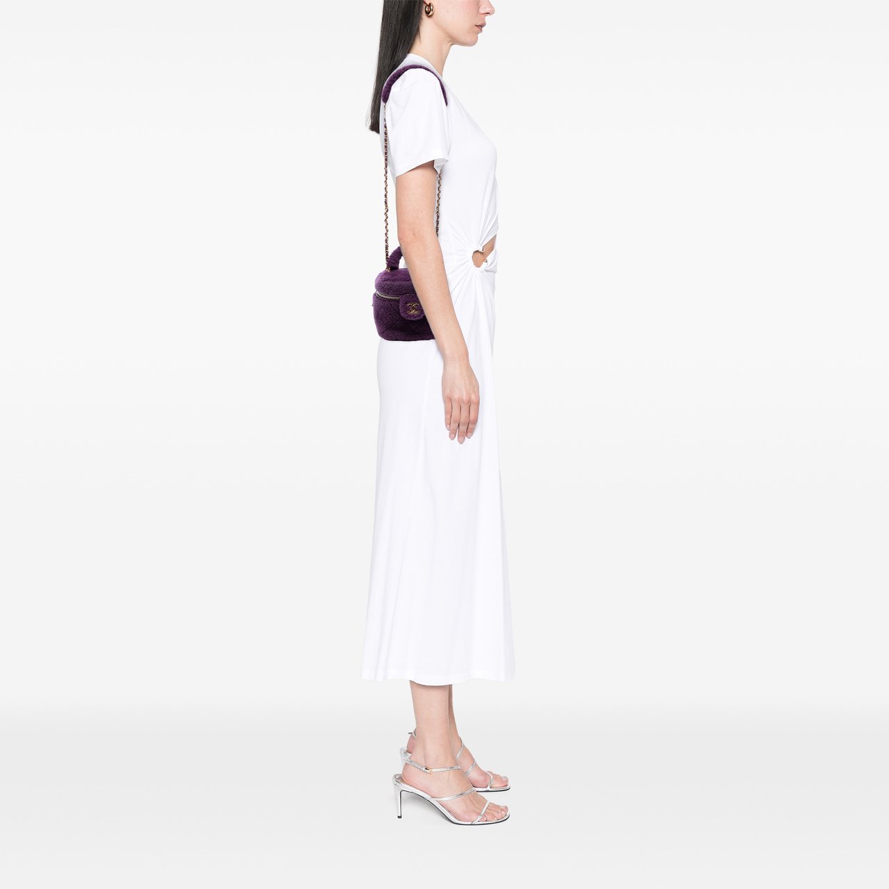 Chanel Small Quilted Shearling Vanity Case Paars