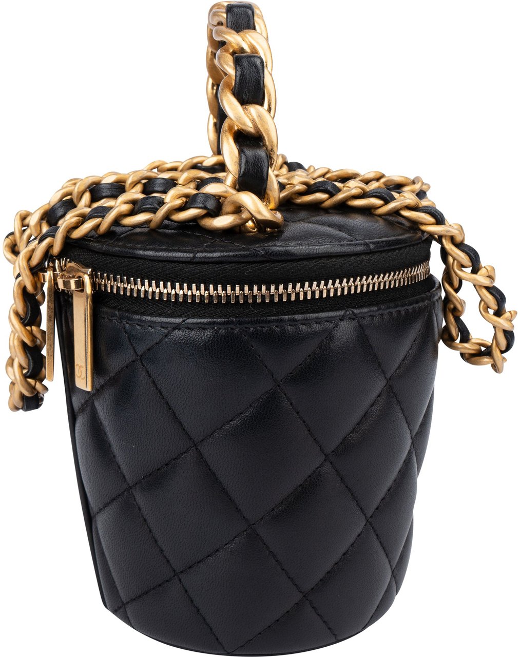 Chanel Chanel Quilted Lambskin Mini Vanity Crossbody Bag Zwart