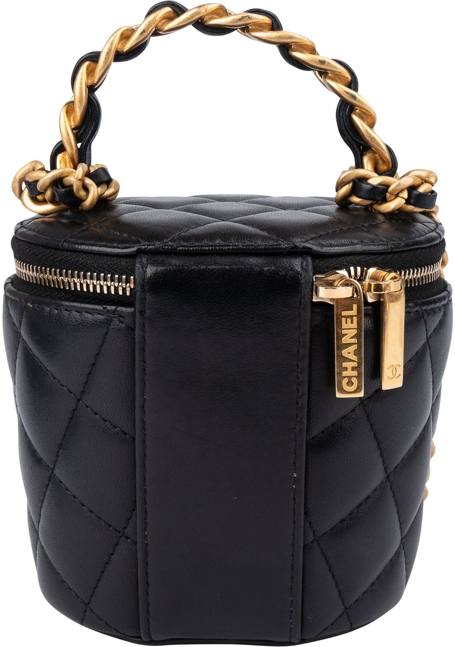 Chanel Chanel Quilted Lambskin Mini Vanity Crossbody Bag Zwart