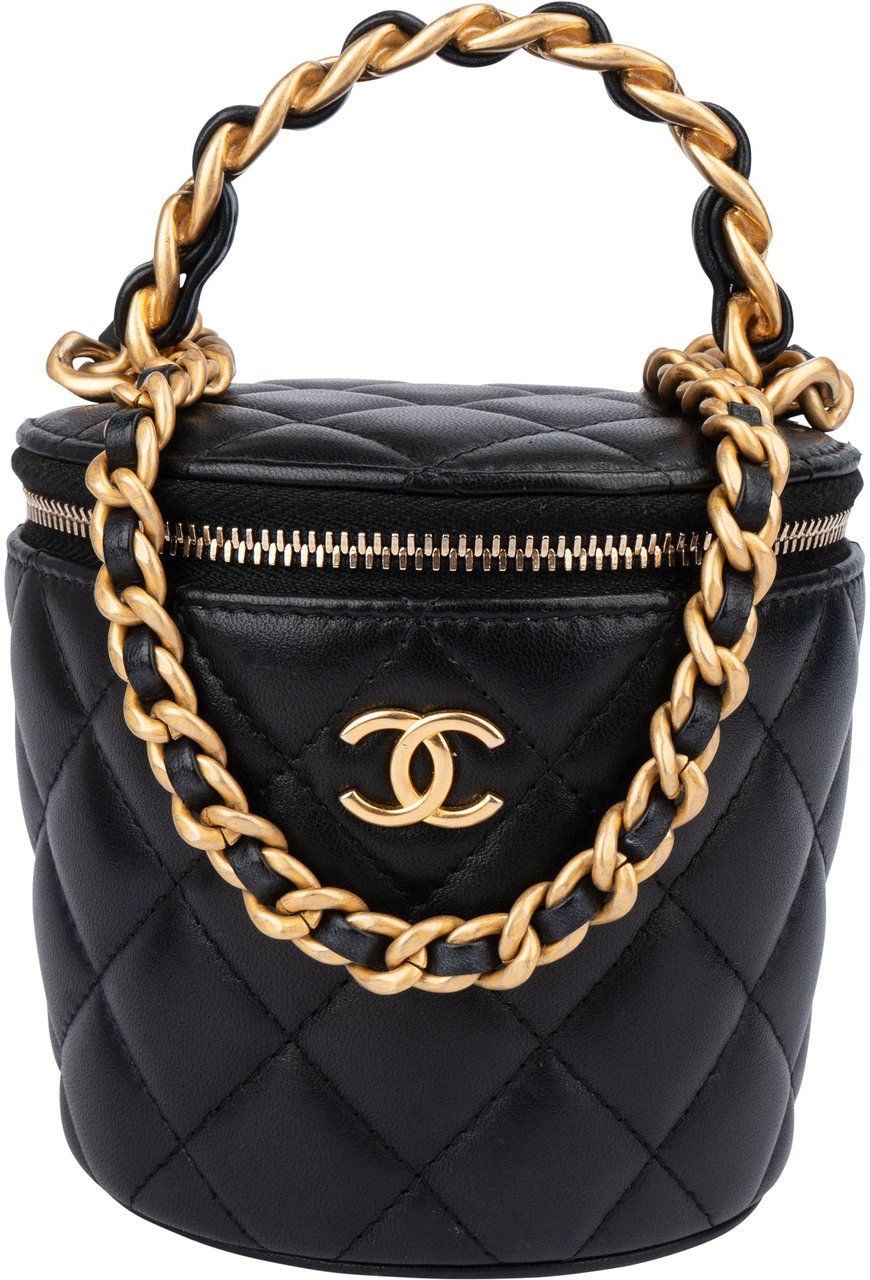Chanel Chanel Quilted Lambskin Mini Vanity Crossbody Bag Zwart