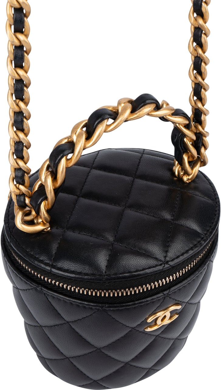 Chanel Chanel Quilted Lambskin Mini Vanity Crossbody Bag Zwart